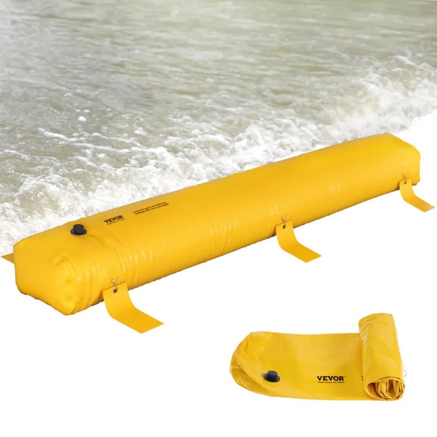 VEVOR Flood Barrier, 3.66 m Length x 51 cm Height Sandbag Alternative, Water Barrier for Flooding with Great Waterproof Effect, Reusable PVC Water Diversion Tubes, Flood Barriers for Home, Door, Garage