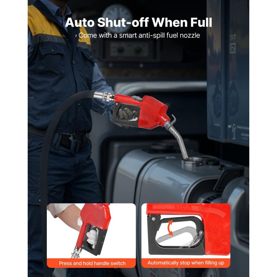 VEVOR Fuel Transfer Pump, 12V DC 40 L/min, Portable Diesel Transfer Pump Kit, with Auto Shut-Off Nozzle, Discharge Hose, Overheat Protection, Power Cable, Explosion-Proof, for Gasoline Diesel Kerosene