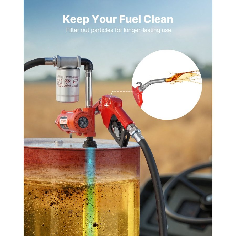 VEVOR Fuel Transfer Pump, 12V DC 40 L/min, Portable Diesel Transfer Pump Kit, with Auto Shut-Off Nozzle, Discharge Hose, Overheat Protection, Power Cable, Explosion-Proof, for Gasoline Diesel Kerosene