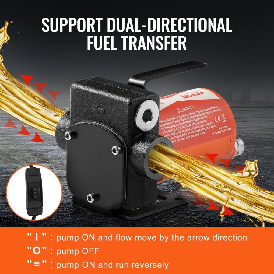 VEVOR Fuel Pump 12V Diesel – 5.3 GPM, 30 FT, 6.6 Foot PVC