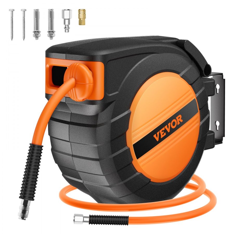 VEVOR 50 ft Retractable Air Hose Reel – 3/8 in, 300 PSI