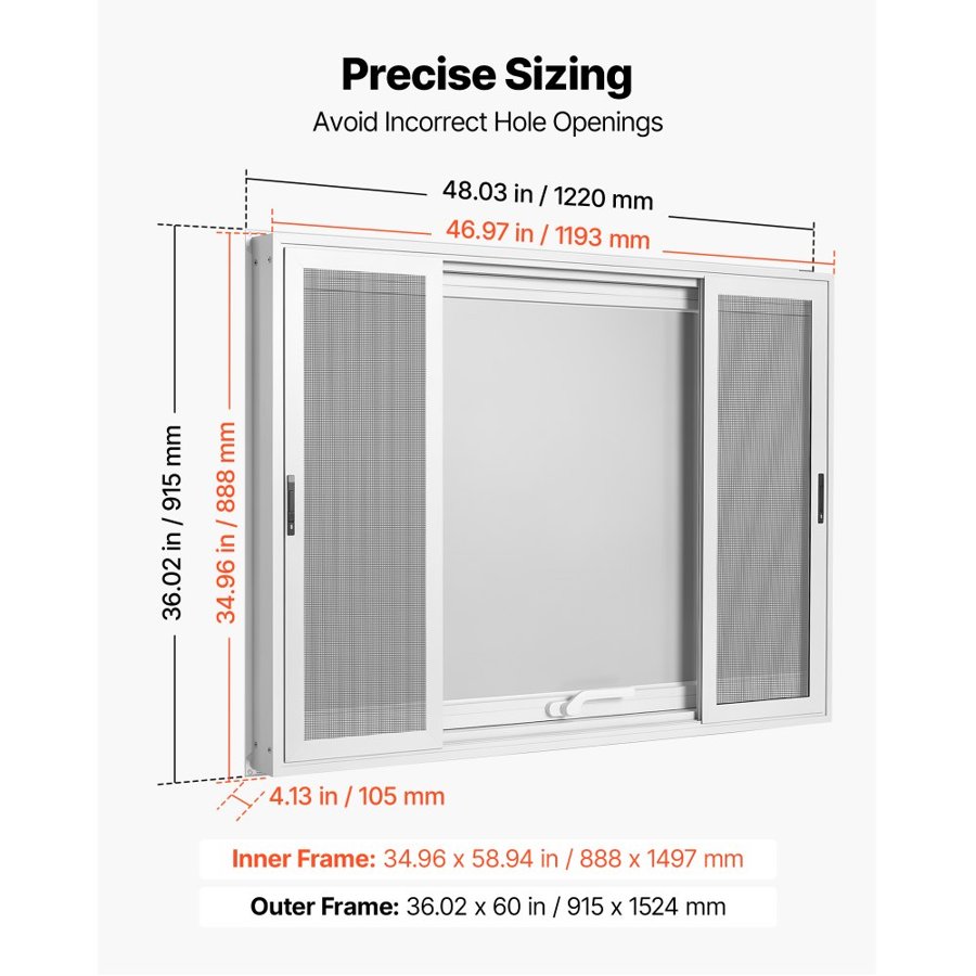 VEVOR Concession Window 1220x915mm Aluminum Alloy Frame Service Window, for Food Truck, Up to 85 Degrees Stand Serving w/ 4 Sliding Screen Windows, Awning Door and Drag Hook, Rainwater Resistant