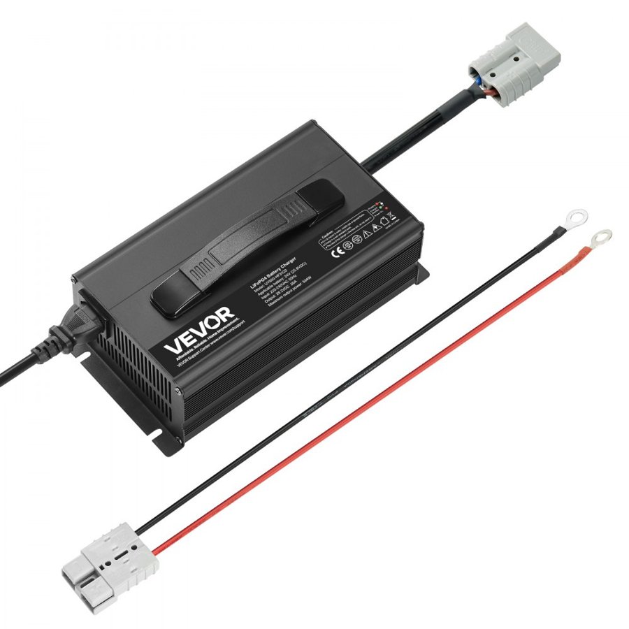 VEVOR 24V 20A Lithium Battery Charger, 29.2V, AC-DC LiFePO4 Smart Charger, with Anderson Connector, LED Indicator, 0V Activation, for Lithium LiFePO4 Deep Cycle Rechargeable Batteries of Boat, RV