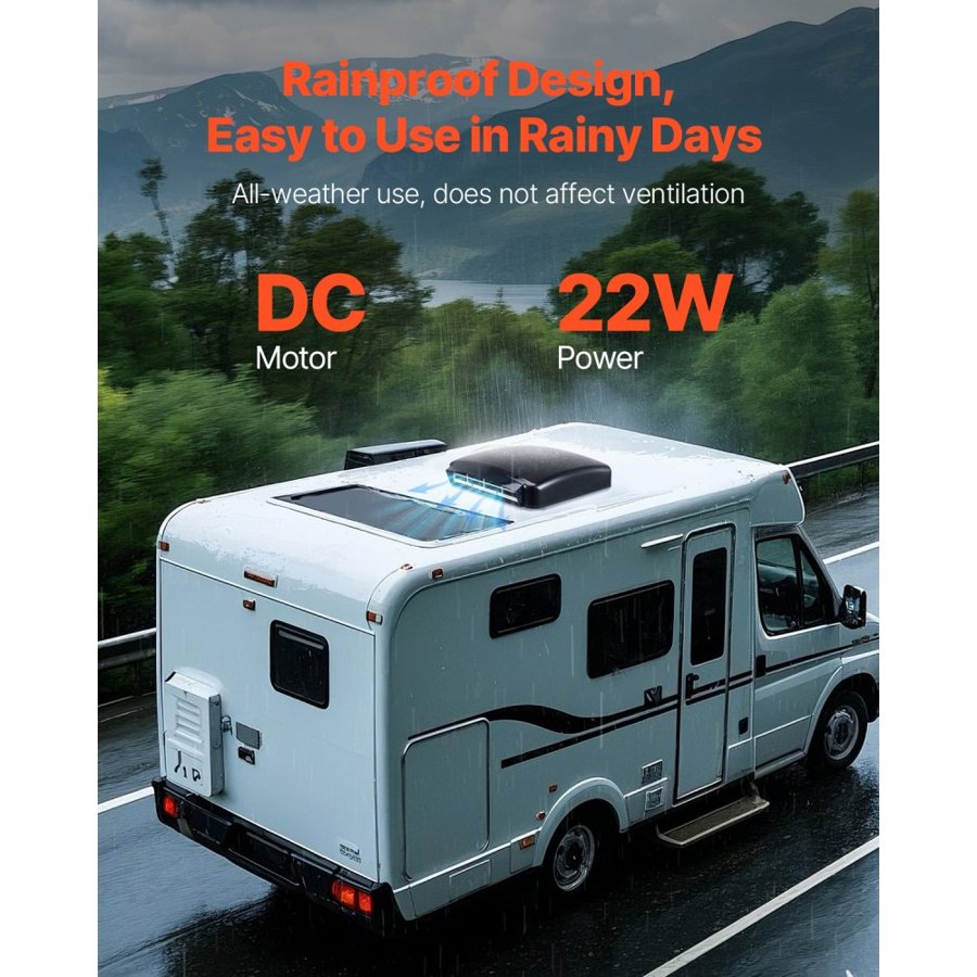 VEVOR RV Vent Cover with Fan – 14 Inch, 12V DC, 10 Speed