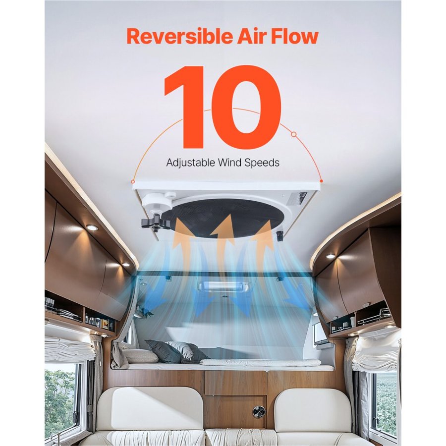 VEVOR RV Vent Cover with Fan – 14 Inch, 12V DC, 10 Speed