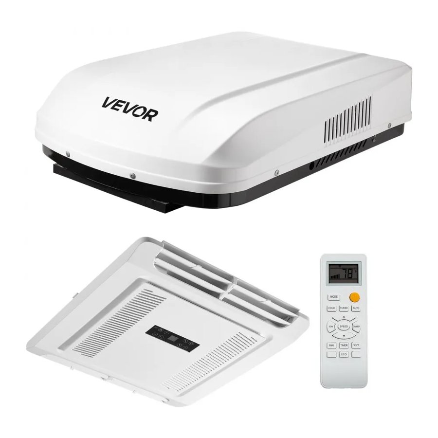 VEVOR autonamiņa gaisa kondicionētājs, 3600 W autonamiņa AC iekārta, 220 V bezkanālu jumta gaisa kondicionētājs ar sildīšanu, pogu vadība un tālvadība, balts