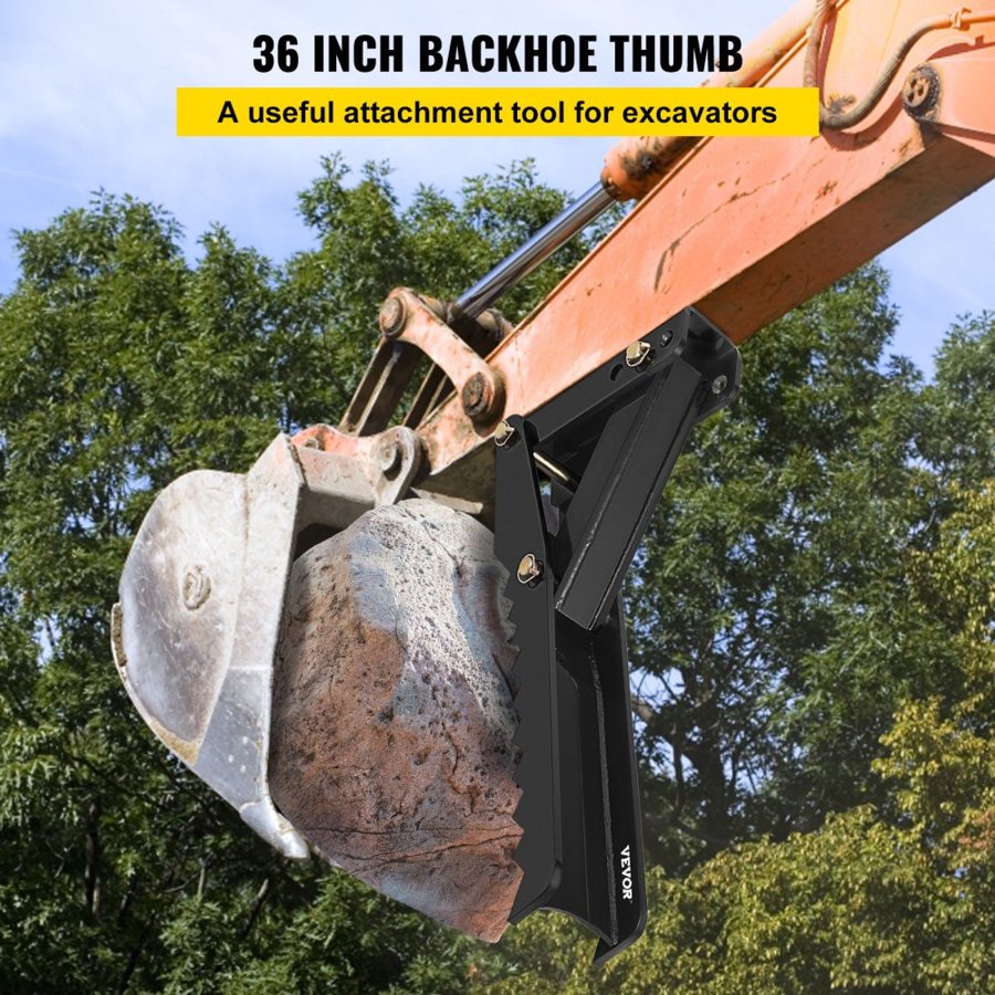 VEVOR Backhoe Excavator Thumb Attachments, 36 inch  Adjustable Extreme Weld On Backhoe Thumb Hoe Clamp 1/2 Inch Teeth Thick Steel Plate 16MM Assembly Bolt-On Design