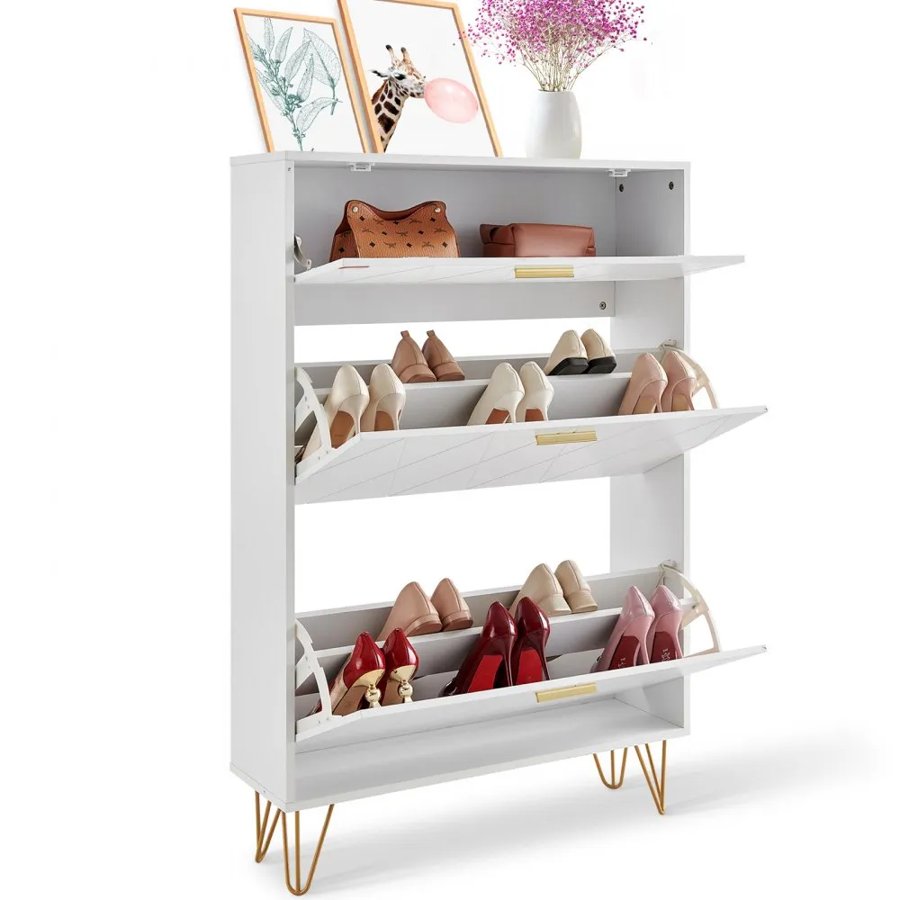 VEVOR Shoe Cabinet with 3 Flip Drawers, Shoe Storage Cabinet for Entryway, Free Standing Shoe Storage Organizer for Heels, Boots, Slippers in Hallway, Living Room