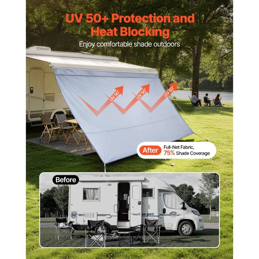 VEVOR RV Sun Shades for Awnings – 2×3.7m, UV50+, PU Cover