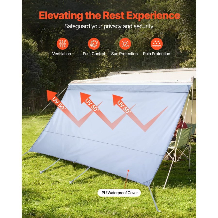 VEVOR RV Sun Shades for Awnings – 2×3.7m, UV50+, PU Cover