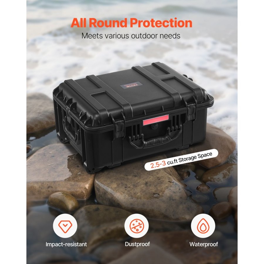 VEVOR Hard Case with Wheels and Handle – 2.5-3 cu.ft, IP67