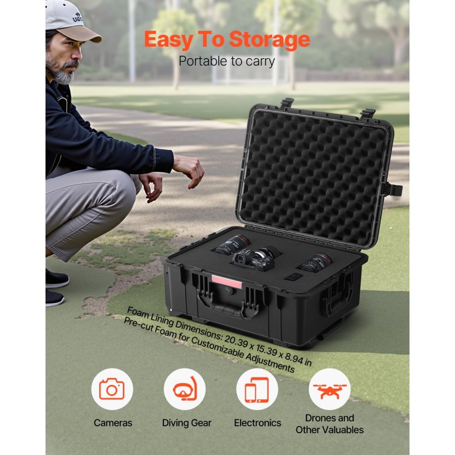 VEVOR Hard Case with Wheels and Handle – 2.5-3 cu.ft, IP67