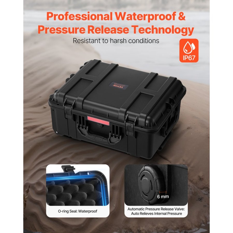 VEVOR Hard Case with Wheels and Handle – 2.5-3 cu.ft, IP67