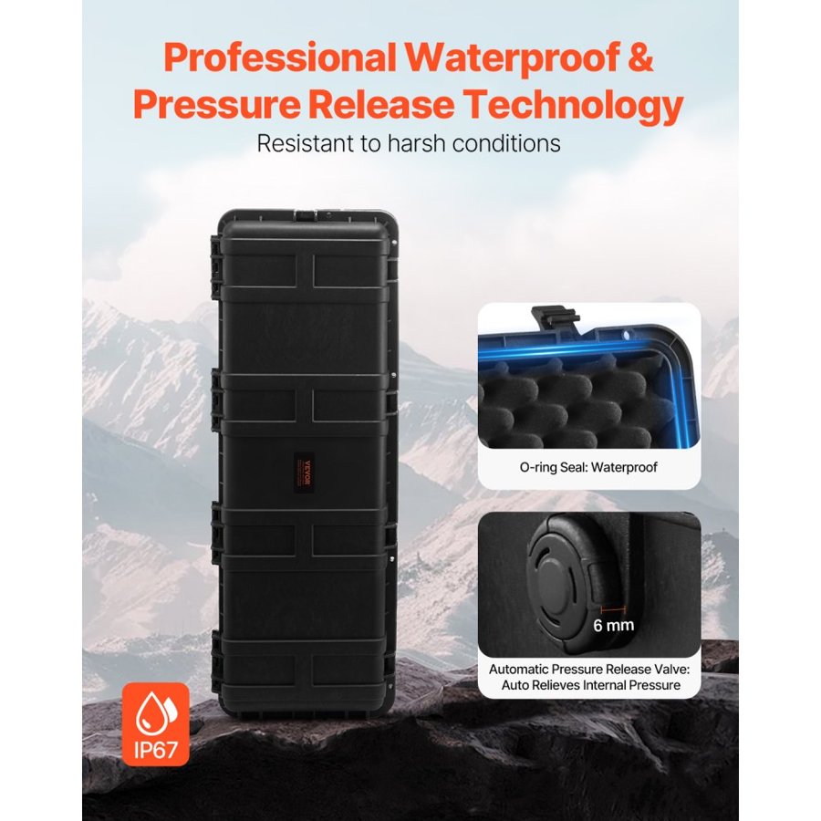 VEVOR Weatherproof Protective Case – 5.5-6.7 cu.ft, O-ring