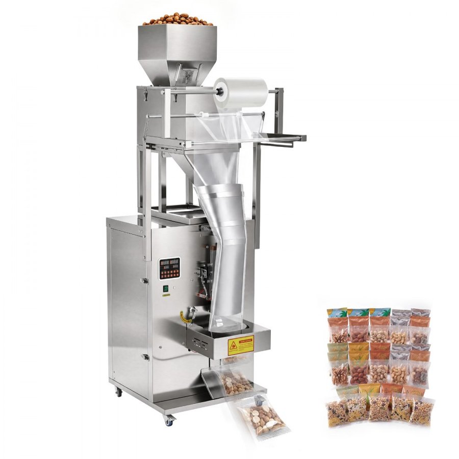VEVOR Powder Filling and Sealing Machine, 10-999g Automatic Particle Granule Packaging Machine, Stainless Steel, Intelligent Weighing Filling Sealing, for Coffee Beans, Grains, Tea, Spices, Silver