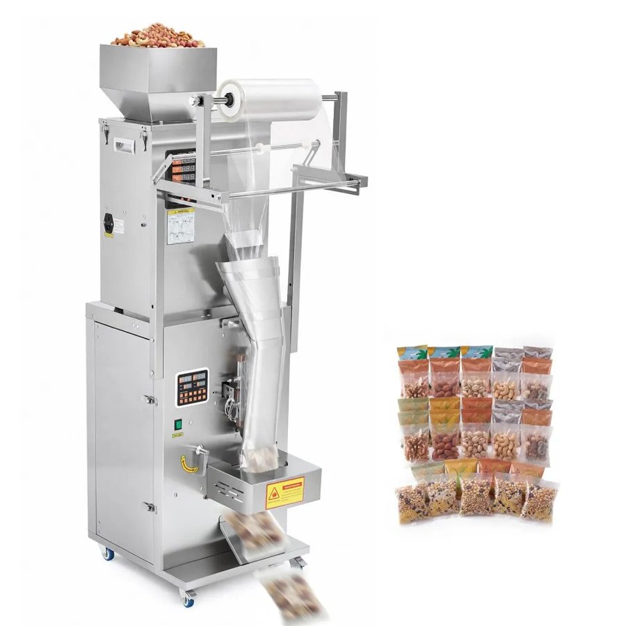 VEVOR Powder Filling and Sealing Machine, 10-500g Automatic Particle Granule Packaging Machine, Stainless Steel, Intelligent Weighing Filling Sealing, for Coffee Beans, Grains, Tea, Spices, Silver
