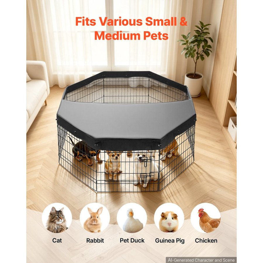 VEVOR Foldable Metal Dog Exercise Pen – 61 cm, 8 Panels