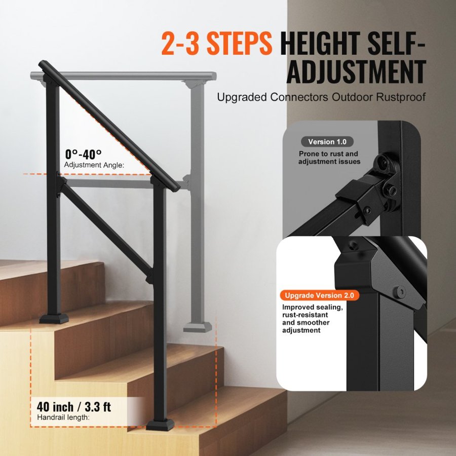 VEVOR Handrails for Outdoor Steps – 2 PCS for 2-3 Steps