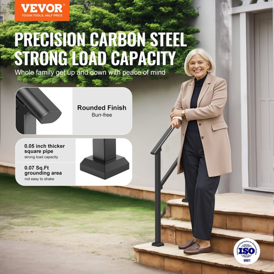 VEVOR Hand Rails for Porch – 1-2 Step, 220 LBS, 0-40 Degrees