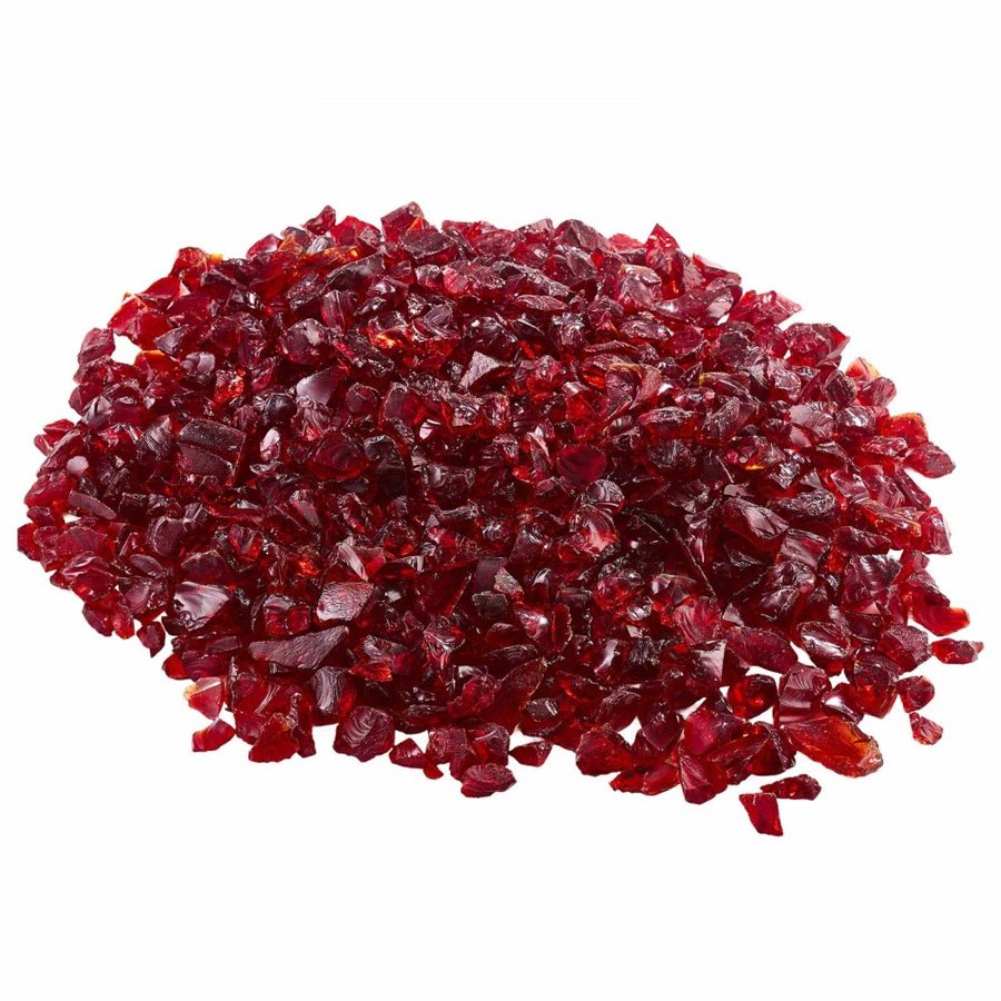 VEVOR Fire Glass, 10 LBS / 4.5 KG Smokeless & High-Temperature Resistant Fireplace Rocks, 3/4-Inch / 19.05 mm Reflective Firepit Glass Rock, High Luster Stone Landscaping for Fire Pit Table, Red