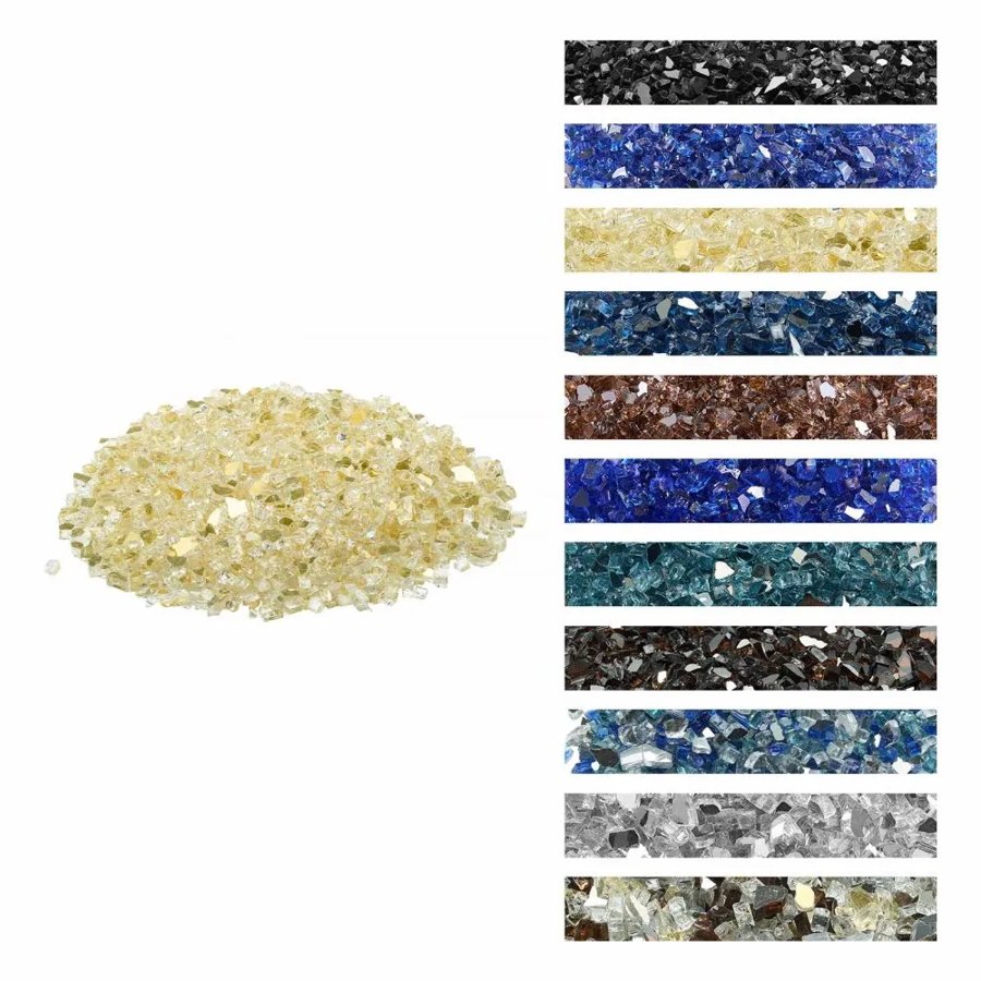 VEVOR Fire Glass, 10 LBS / 4.5 KG High-Temperature Resistant Fireplace Rocks, 1/2-Inch / 12.7 mm Reflective & Smokeless Firepit Glass Rock, High Luster Stone Landscaping for Fire Pit Table, Gold