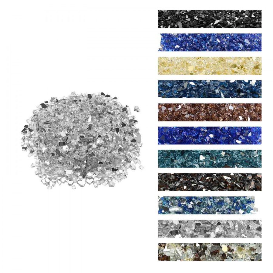VEVOR Fire Glass, 10 LBS / 4.5 KG High-Temperature Resistant Fireplace Rocks, 1/2-Inch / 12.7 mm Reflective & Smokeless Firepit Glass Rock, High Luster Stone Landscaping for Fire Pit Table, Clear