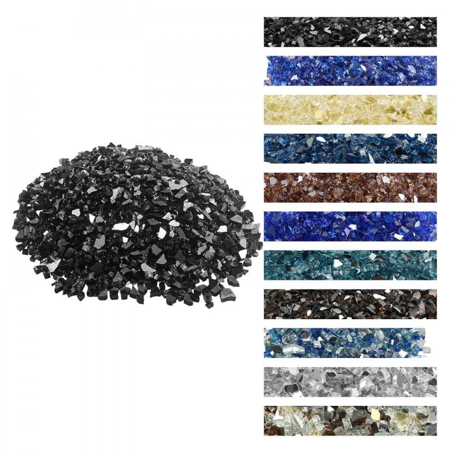 VEVOR Black Fire Glass for Fire Pit – 10 lbs / 1/2-In. Rocks
