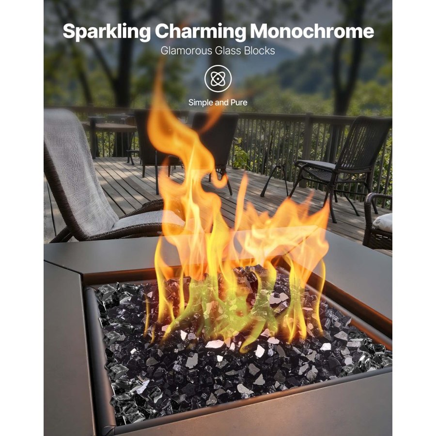 VEVOR Black Fire Glass for Fire Pit – 10 lbs / 1/2-In. Rocks