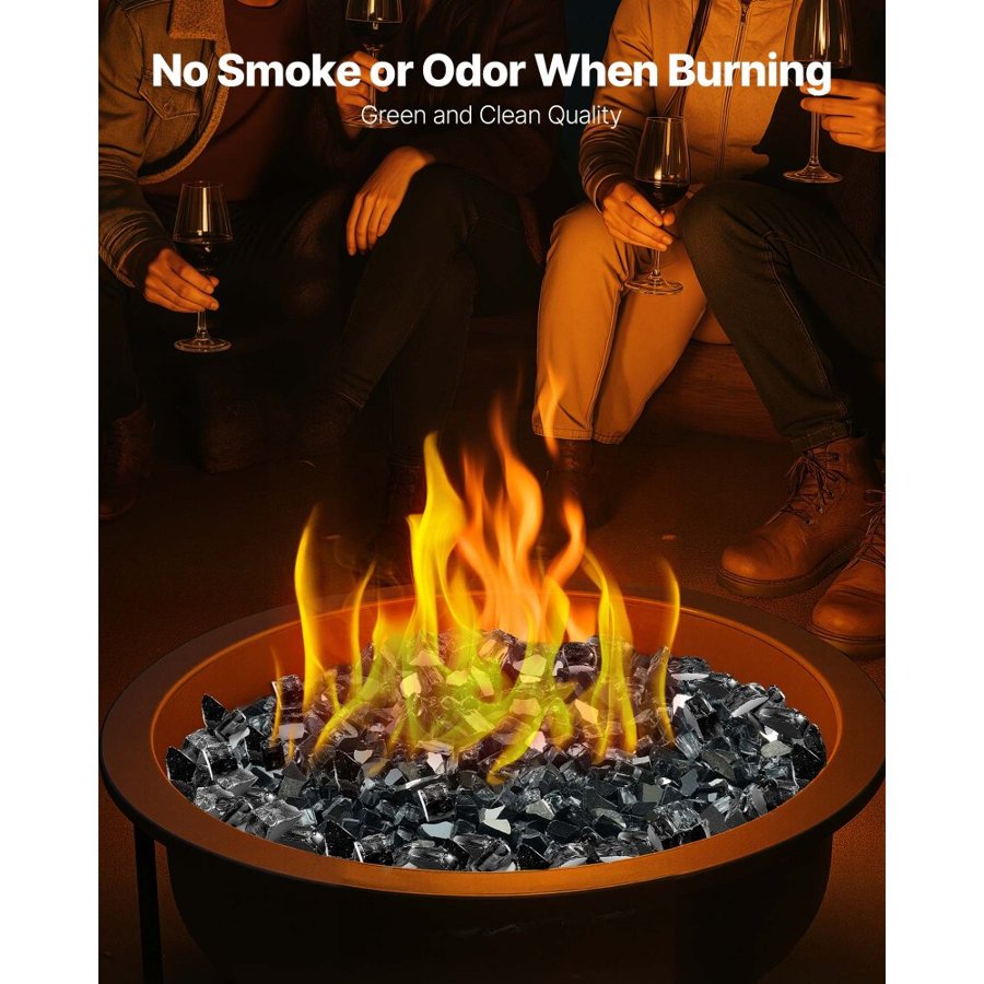 VEVOR Black Fire Glass for Fire Pit – 10 lbs / 1/2-In. Rocks