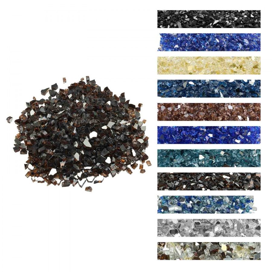 VEVOR Fire Glass, 10 LBS / 4.5 KG High-Temperature Resistant Fireplace Rocks, 1/2-Inch / 12.7 mm Reflective & Smokeless Firepit Glass Rock, High Luster Stone Landscaping for Fire Pit Table, Copper
