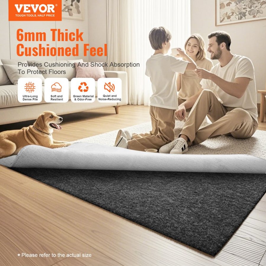 VEVOR 1/4 Inch Rug Pad – Non-Slip Dual Surface, 8 x 10 FT