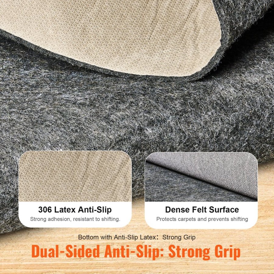 VEVOR 1/4 Inch Rug Pad – Non-Slip Dual Surface, 8 x 10 FT
