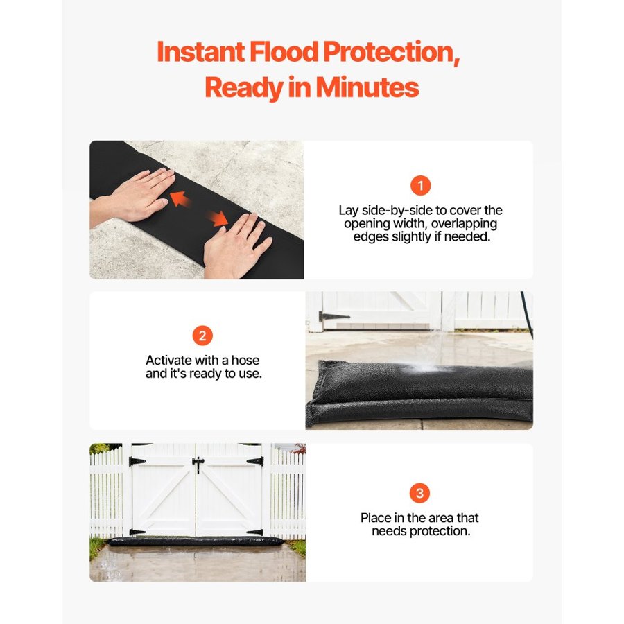 VEVOR Water Bags for Flood Control – 8 Pack, 10 ft Barriers