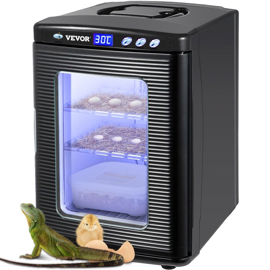 VEVOR Black Reptile Incubator 25L Scientific Lab Incubator Digital Incubator Cooling and Heating 5-42°C Reptile Egg Incubator 12V/110V Work for Small Reptiles