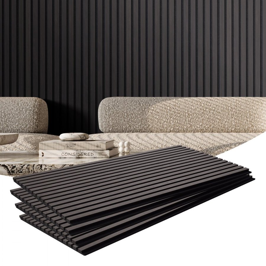 VEVOR Wood Slat Acoustic Panels, 23.6 x 47.2 inch, MDF Accent Wooden Wall Panels for Modern Interior Wall Decor, Faux Wood Wall Board Panels for Noise Reduction, Black Oak