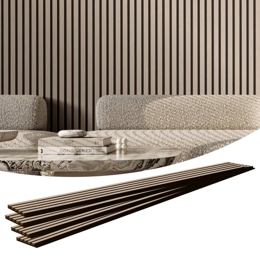 VEVOR Wood Slat Acoustic Panels, 7.9 x 94.5 inch, MDF Accent Wooden Wall Panels for Modern Interior Wall Decor, Faux Wood Wall Board Panels for Noise Reduction, Silver Wood