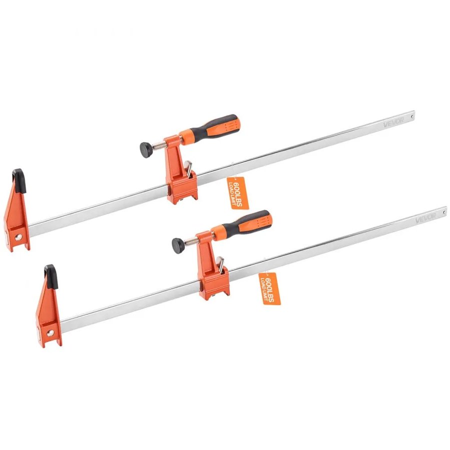 VEVOR Bar Clamps for Woodworking, 2-Pack 61 cm Opening, Lockable F-Clamp with 272 kg Load Limit, 63.5 mm Depth, Cast Iron and Carbon Steel, Easy to Use, Wood Clamps for Woodworking Metal Working