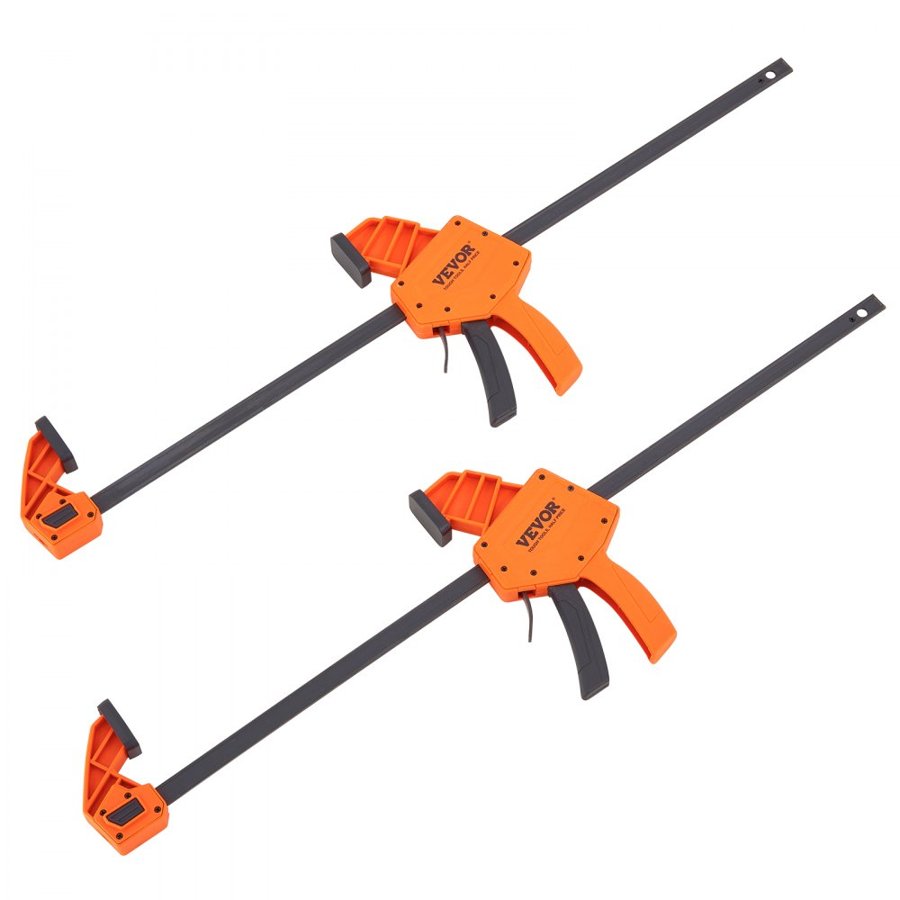 VEVOR Bar Clamps for Woodworking, 2-Pack 24" One-Handed Clamp/Spreader, Quick-Change F Clamp with 300 lbs Load Limit, High-strength Plastic and Carbon Steel, Wood Clamps for Woodworking Metal Working