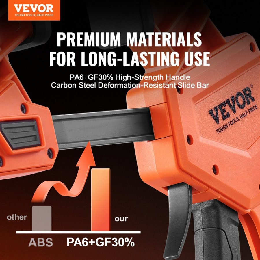 VEVOR Bar Clamps for Woodworking, 2-Pack 24" One-Handed Clamp/Spreader, Quick-Change F Clamp with 300 lbs Load Limit, High-strength Plastic and Carbon Steel, Wood Clamps for Woodworking Metal Working