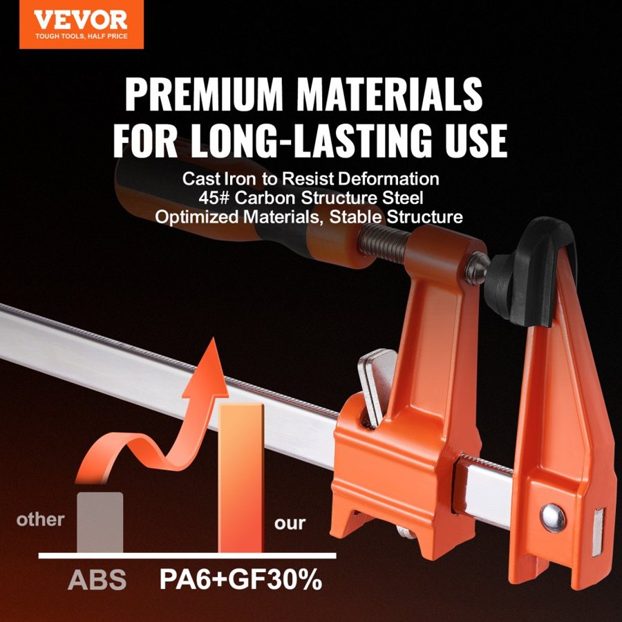 VEVOR Bar Clamps for Woodworking, 2-Pack 914.4 mm Clamp/Spreader, Quick-Change F Clamp with 600 lbs Load Limit, 63.5 mm Throat Depth, Cast Iron and Carbon Steel, Wood Clamps for Woodworking Metal Working