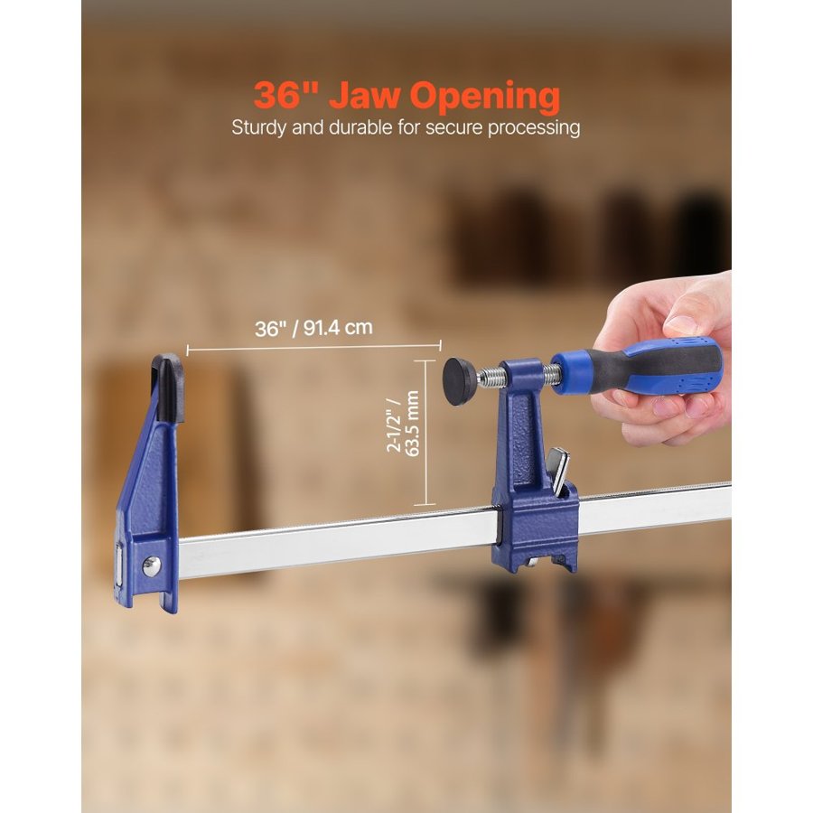 VEVOR 36-Inch Bar Clamp — 600lbs Capacity & Cast Iron Jaws