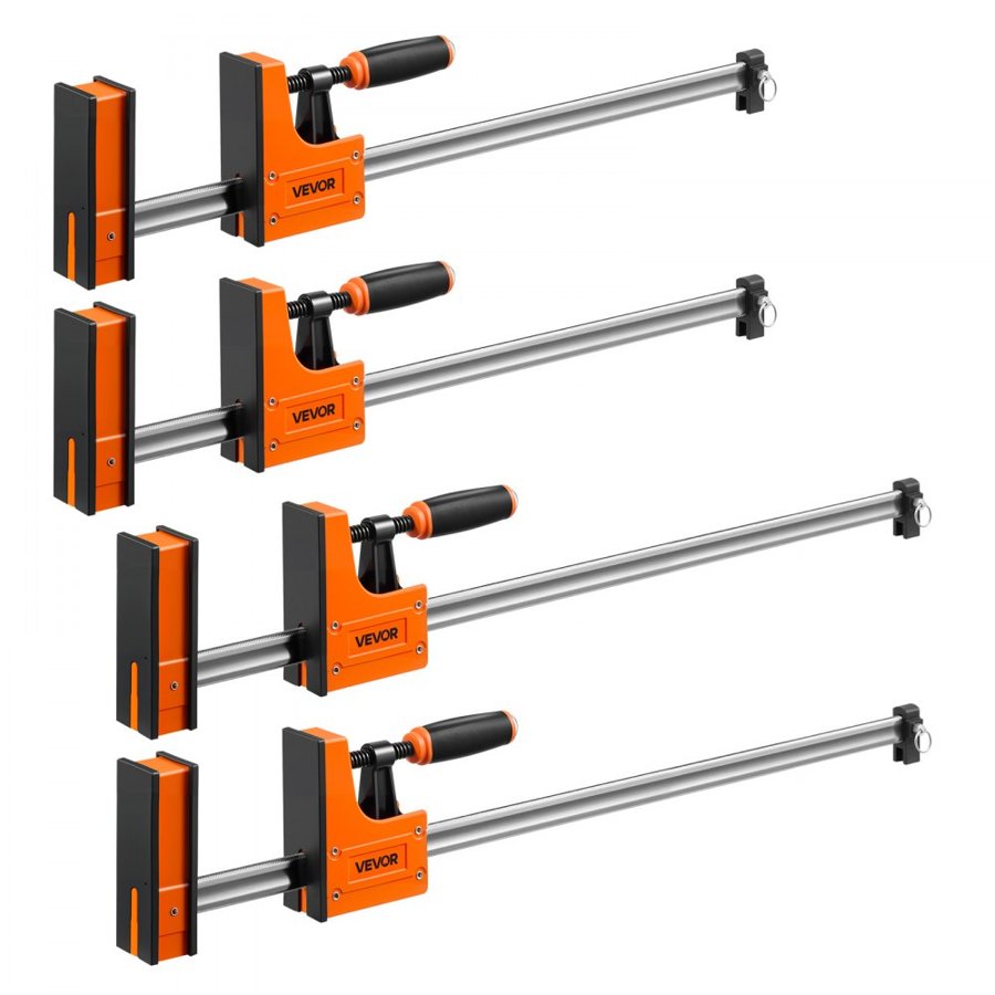 VEVOR Bar Clamps for Woodworking, 4-Pack, 60.96 cm and 78.7 cm F Clamps, 500 kg Load Limit, Clamp/Spreader 2 Modes, Soft Rubber Pads, Ergonomic Handle, Carbon Steel Bar, for Wood Working Metal Working
