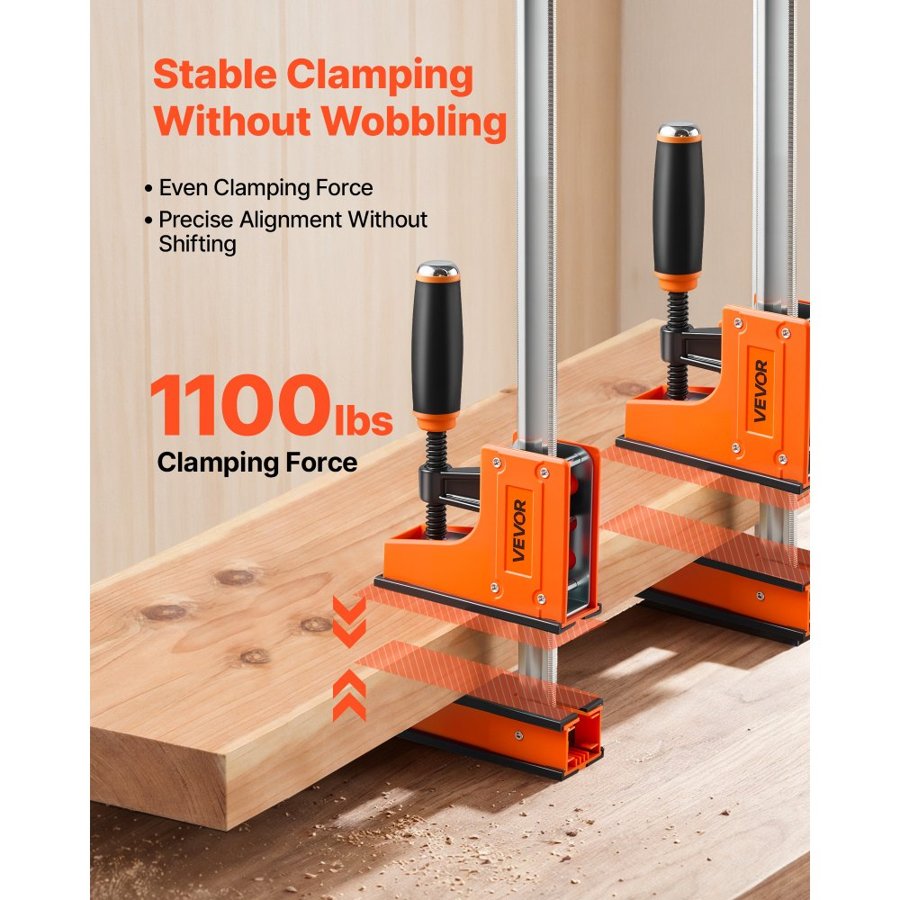 VEVOR Bar Clamps for Woodworking, 4-Pack, 60.96 cm and 78.7 cm F Clamps, 500 kg Load Limit, Clamp/Spreader 2 Modes, Soft Rubber Pads, Ergonomic Handle, Carbon Steel Bar, for Wood Working Metal Working