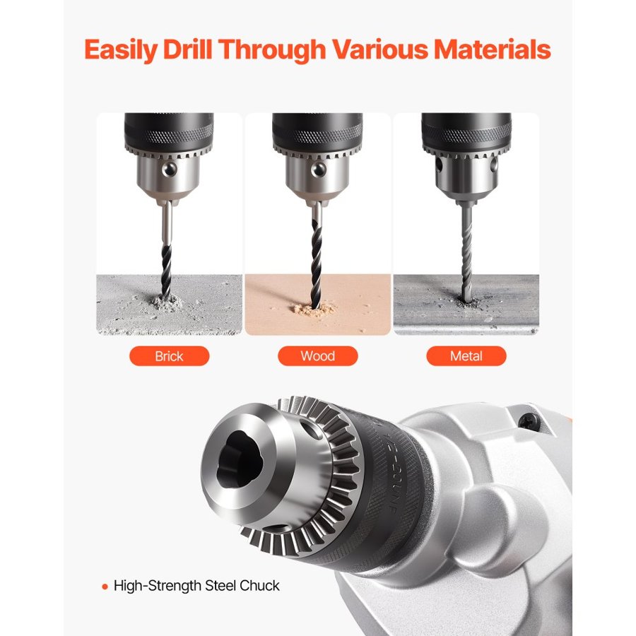 VEVOR Drill Mixer, 15.89mm Corded Electric Drill Mixer Set, 0-850RPM 3.2A Mixing Drills, Mixing Drills Machine with D-Handle for Drilling & Blending, Handheld Cement Mixers for Fodder, Paint, Cement