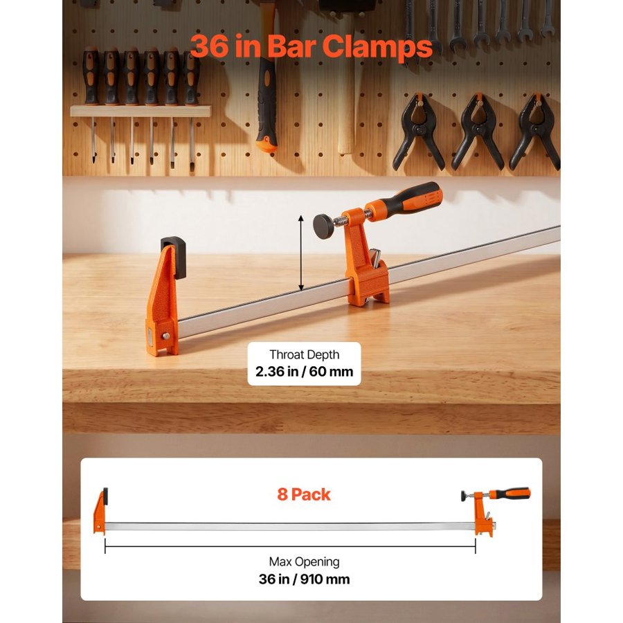 VEVOR Bar Clamps for Woodworking – 8-Pack, 36 in, 600 lbs