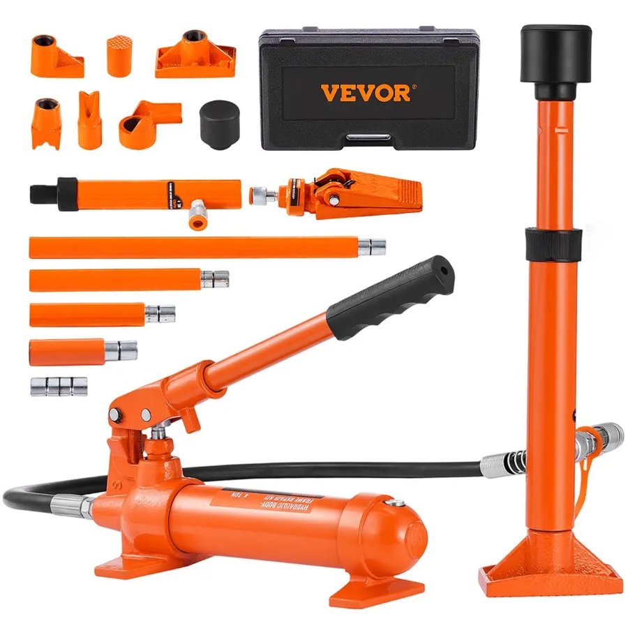VEVOR 4 Ton Porta Power Kit, Portable Hydraulic Jack with 3.9 ft/1.2 m Oil Hose, Auto Body Frame Repair Kit with Storage Case for Car Repair, Truck, Farm (8800 LBS)