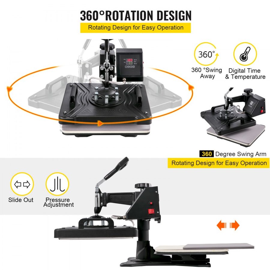 VEVOR 5 In 1 Heat Press 30.5 x 38.1 cm Vinyl Cutter Plotter 71.1 cm Software Sublimation