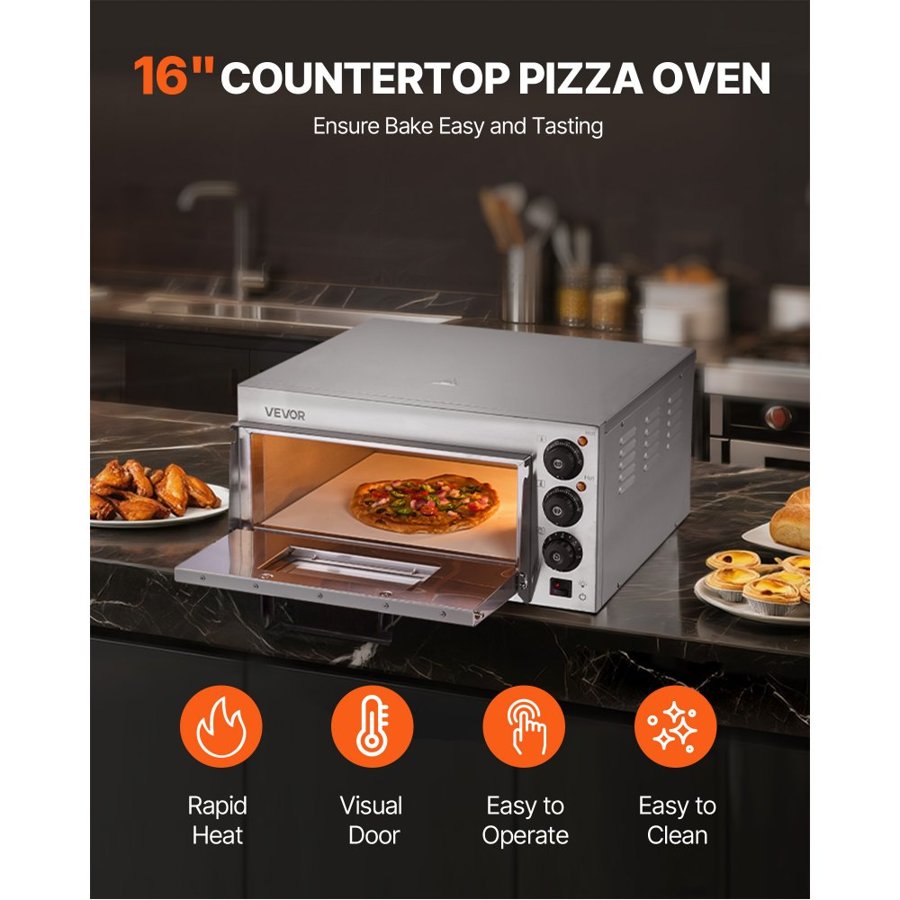 VEVOR Commercial Countertop Pizza Oven Electric Pizza Oven for 40.6 cm Pizza Indoor