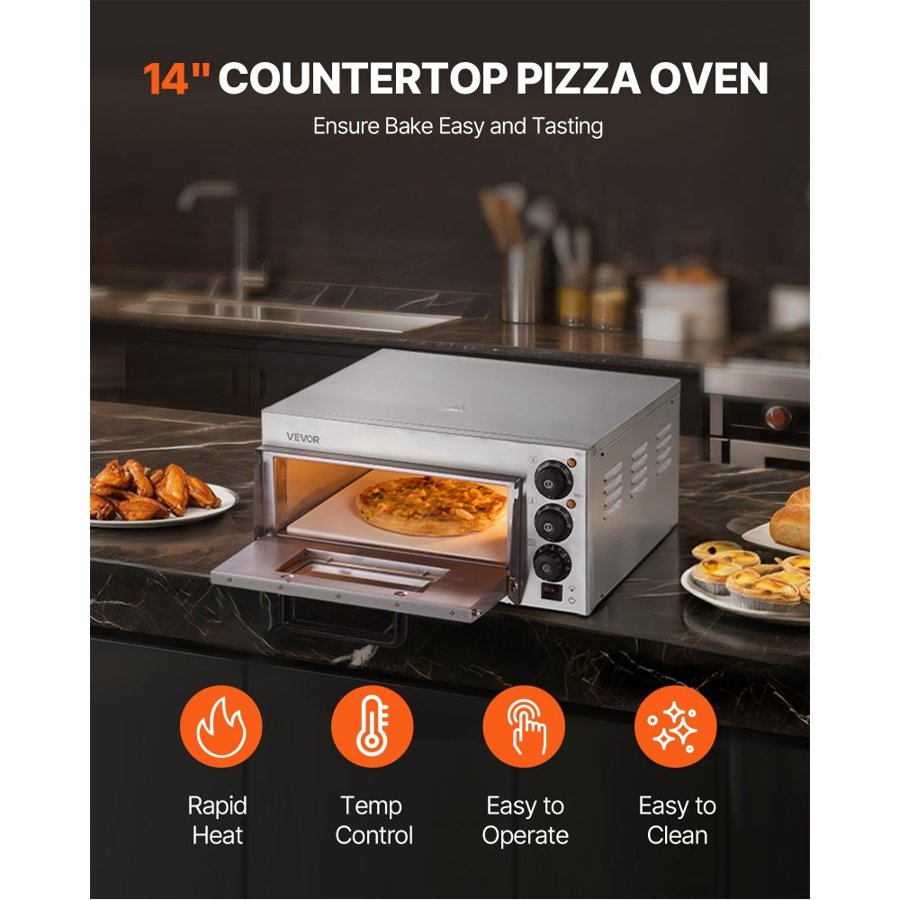 VEVOR Commercial Countertop Pizza Oven Electric Pizza Oven for 35.56 cm Pizza Indoor