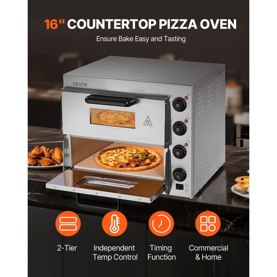 VEVOR Commercial Countertop Pizza Oven Electric Pizza Oven for 40.6 cm Pizza Indoor